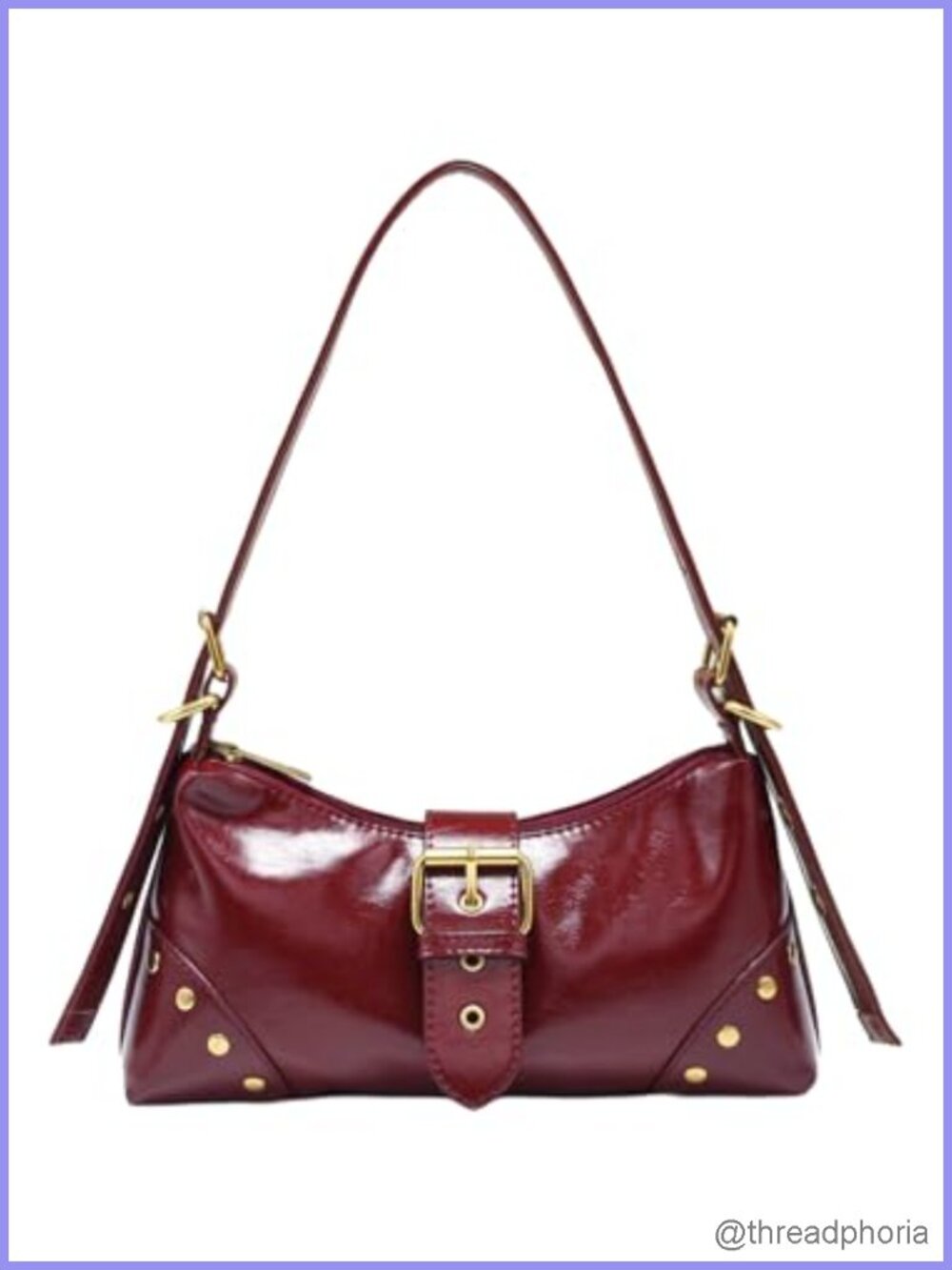 Y2K Buckle Shoulder Bag Faux Leather Hobo Purse